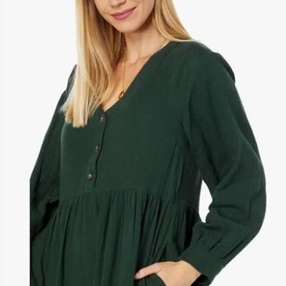 Madewell Lightspun Button Front Midi Dress Forrest Green size 4 - Picture 2 of 13